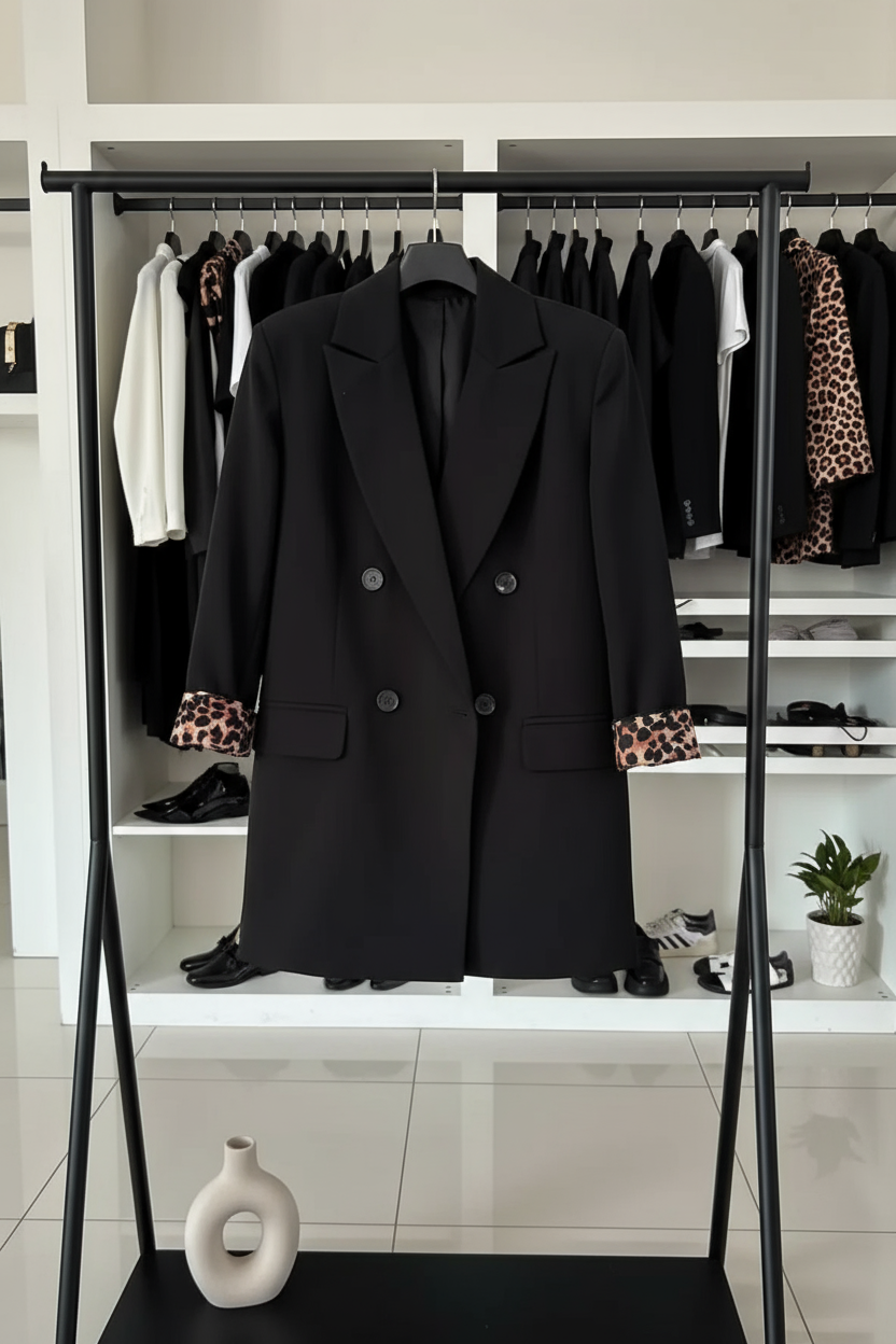 Michelle Leopard Oversized Blazer in elegant setting